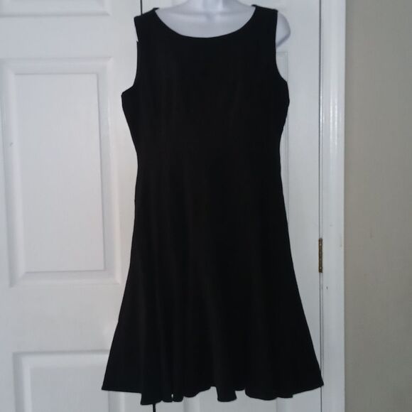 Calvin Klein black sleeveless flare business party simple dress Sz 12 EUC - Picture 1 of 8
